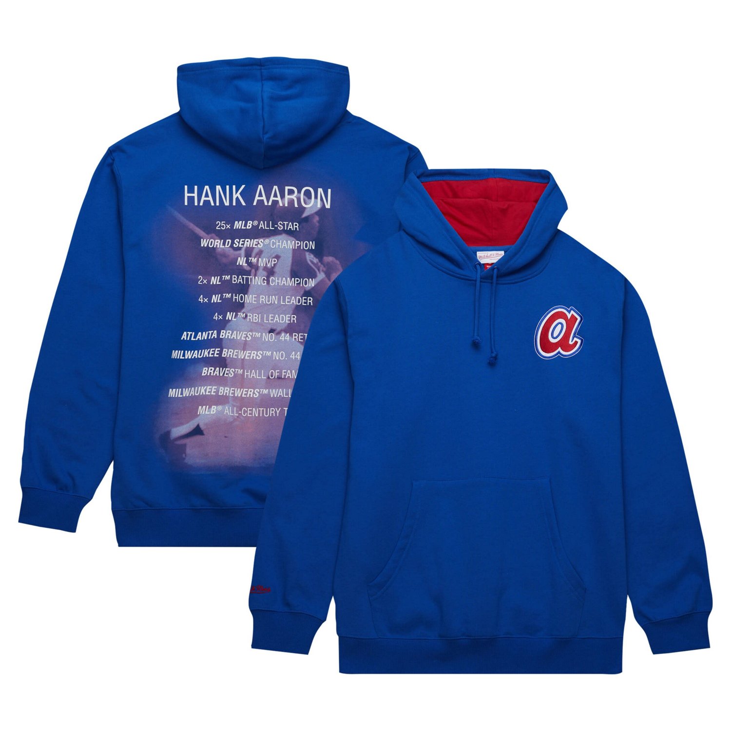 Mitchell  Ness Hank Aaron Atlanta Braves Vintage Logo Name Number Pullover Hoodie