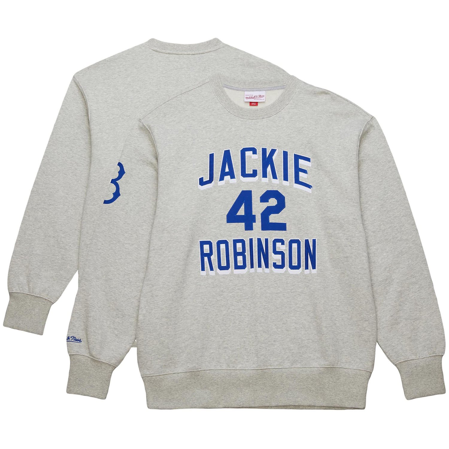 Mitchell  Ness Jackie Robinson Brooklyn Dodgers Legends Collection Vintage Logo Name Number Fleece Pullover Sweatshirt