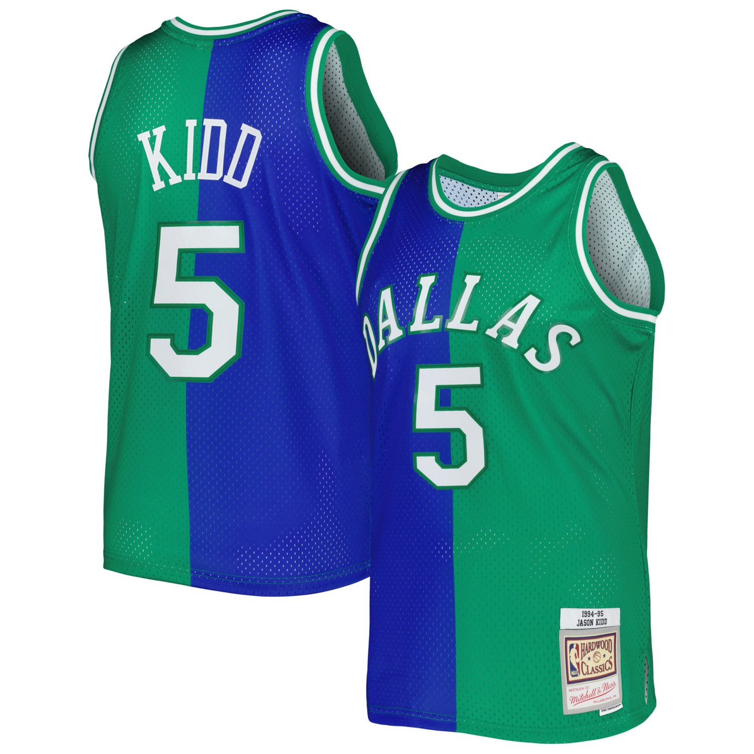 Mitchell  Ness Jason Kidd /Green Dallas Mavericks Hardwood Classics 1994/95 Split Swingman Jersey
