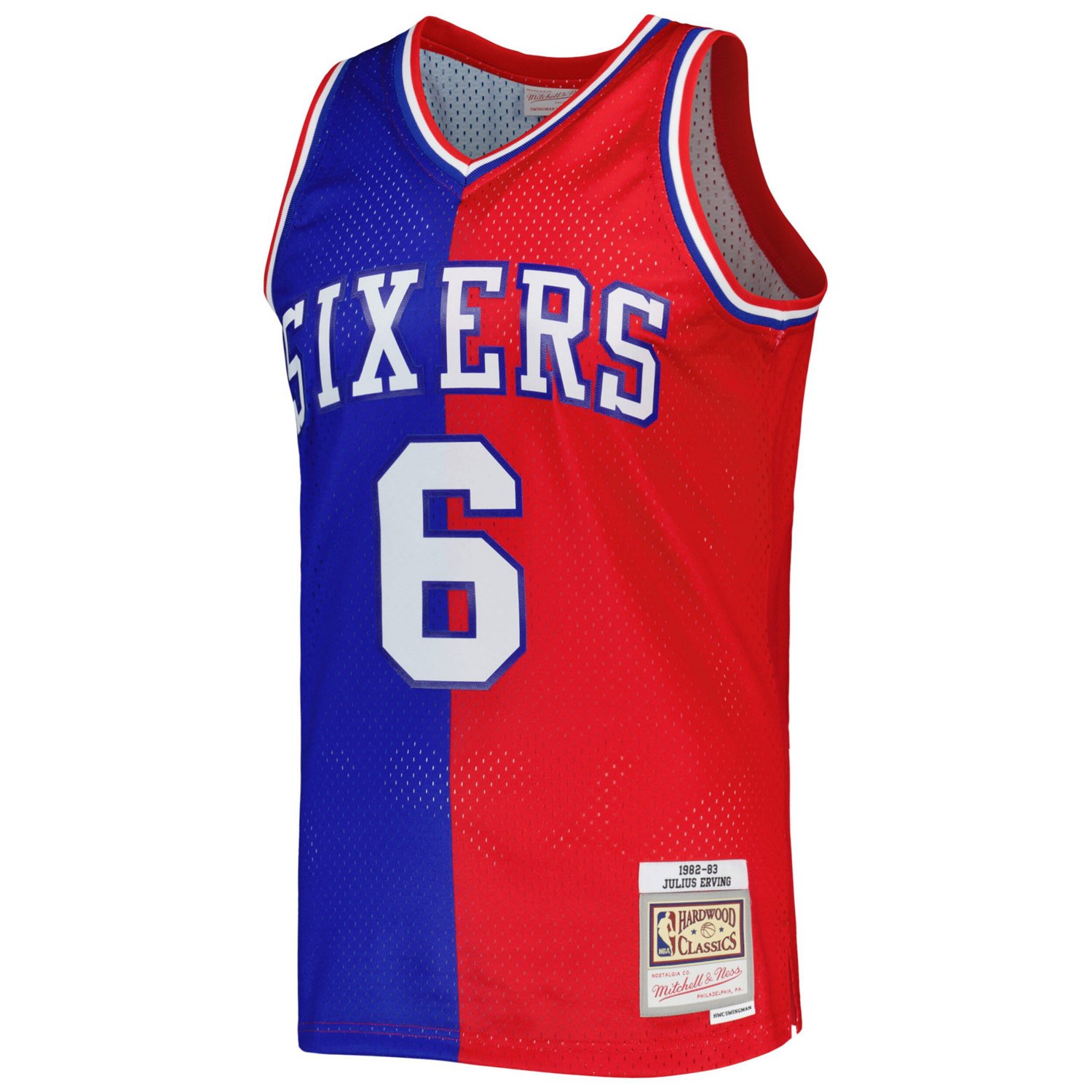 Mitchell  Ness Julius Erving /Red Philadelphia 76ers Hardwood Classics 1982/83 Split Swingman Jersey
