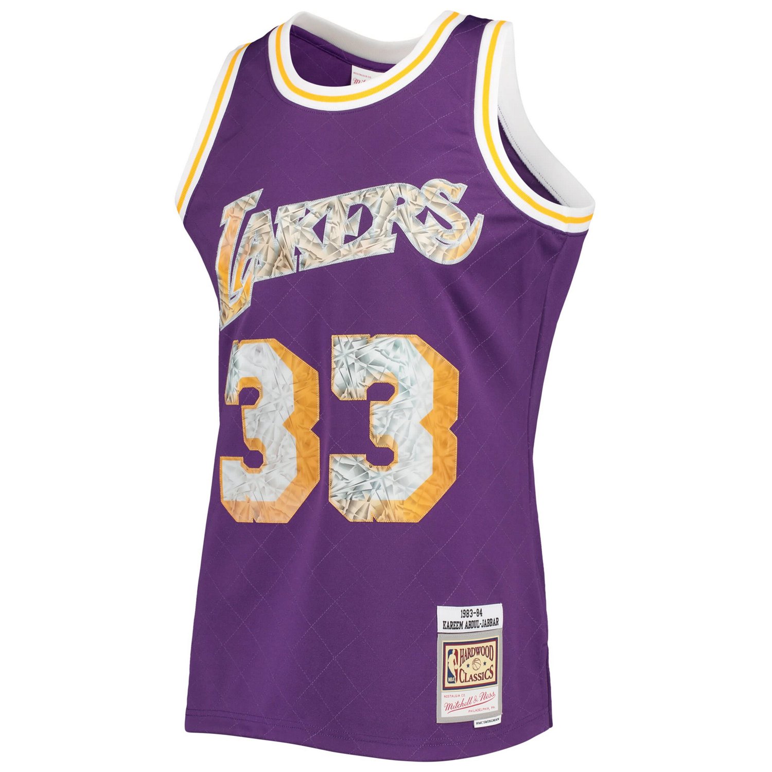 Mitchell  Ness Kareem Abdul-Jabbar Los Angeles Lakers 1996-97 Hardwood Classics NBA 75th Anniversary Diamond Swingman Jersey