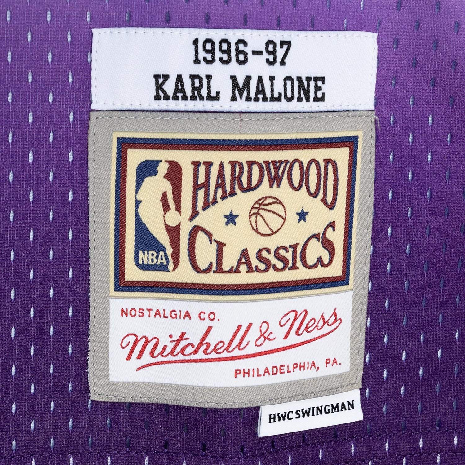 Mitchell  Ness Karl Malone /Turquoise Utah Jazz Hardwood Classics 1996/97 Split Swingman Jersey                                  - view number 4