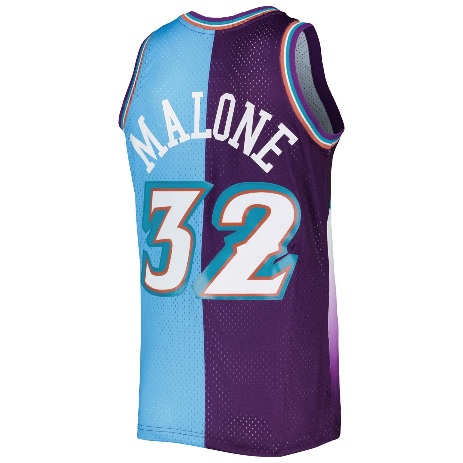Mitchell  Ness Karl Malone /Turquoise Utah Jazz Hardwood Classics 1996/97 Split Swingman Jersey                                  - view number 3