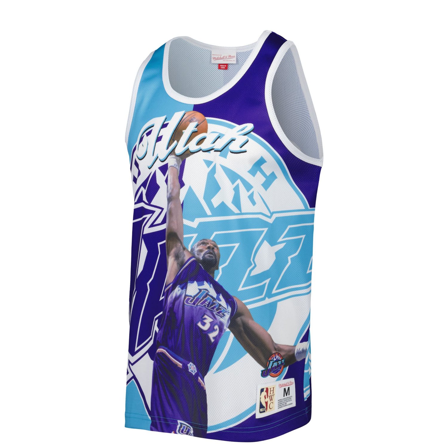 Mitchell  Ness Karl Malone /Turquoise Utah Jazz Sublimated Player Tank Top                                                       - view number 2