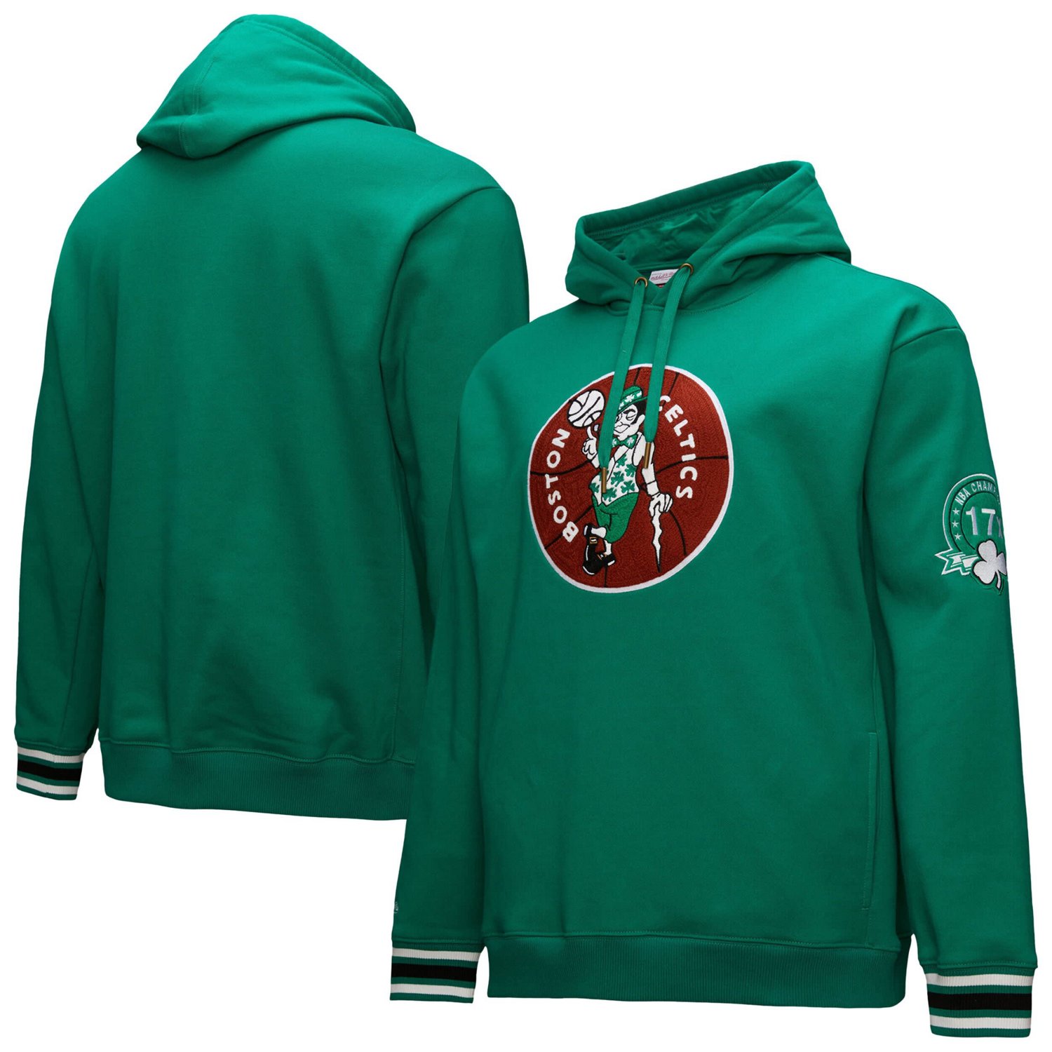 Mitchell  Ness Kelly Boston Celtics Chainstitch Applique Vintage Heavyweight Pullover Hoodie - view number 1