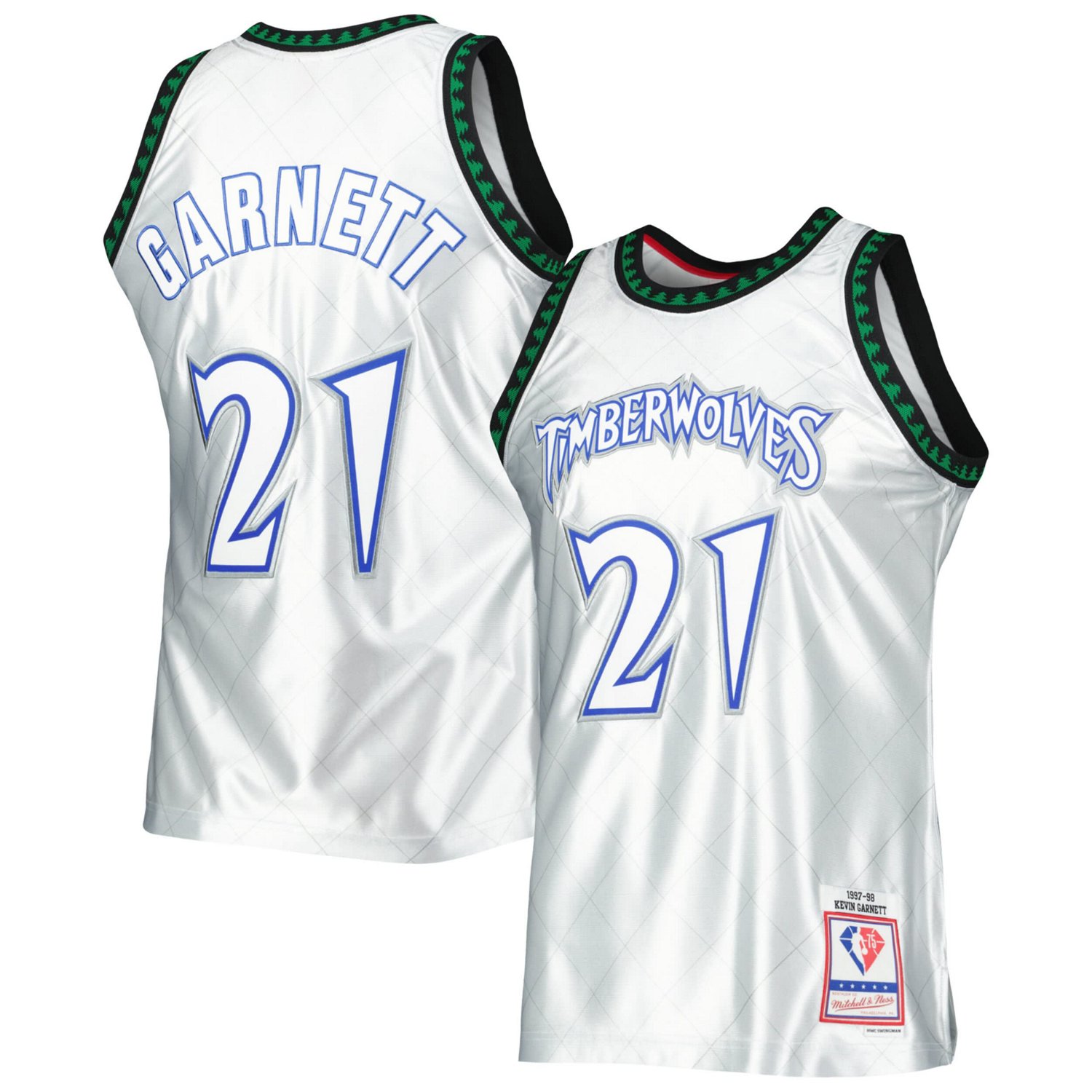 Mitchell  Ness Kevin Garnett Minnesota Timberwolves 1997/98 Hardwood Classics 75th Anniversary Swingman Jersey                   - view number 1