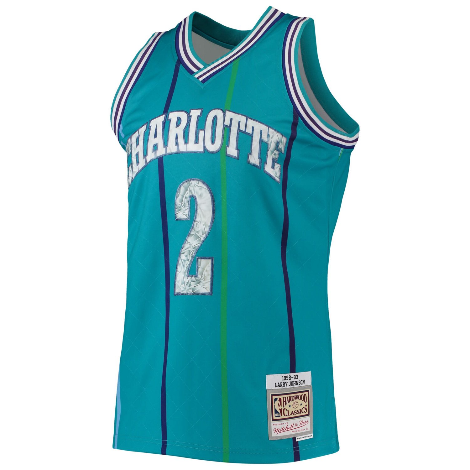 Mitchell  Ness Larry Johnson Charlotte Hornets 1996/97 Hardwood Classics NBA 75th Anniversary Diamond Swingman Jersey            - view number 2