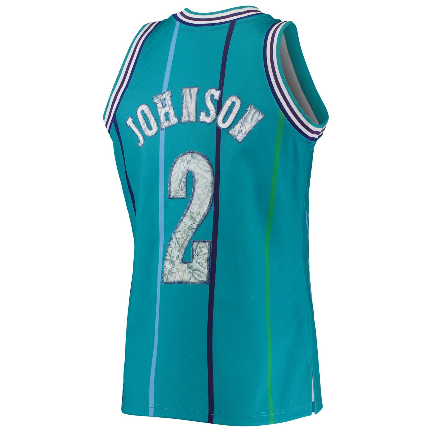 Mitchell  Ness Larry Johnson Charlotte Hornets 1996/97 Hardwood Classics NBA 75th Anniversary Diamond Swingman Jersey            - view number 3