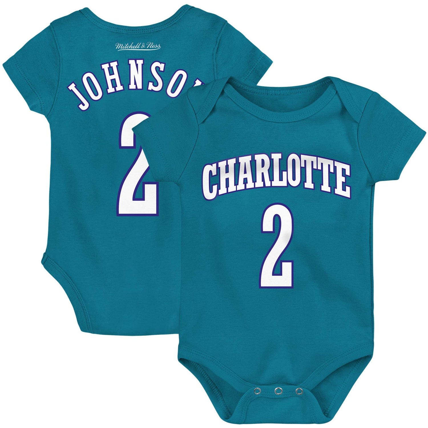 Mitchell Ness Infant Larry Johnson Charlotte Hornets Hardwood Classics Name Number Bodysuit