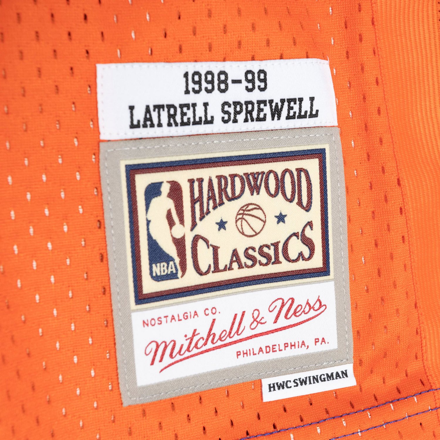 Mitchell  Ness Latrell Sprewell /Orange New York Knicks Hardwood Classics 1998/99 Split Swingman Jersey                          - view number 4