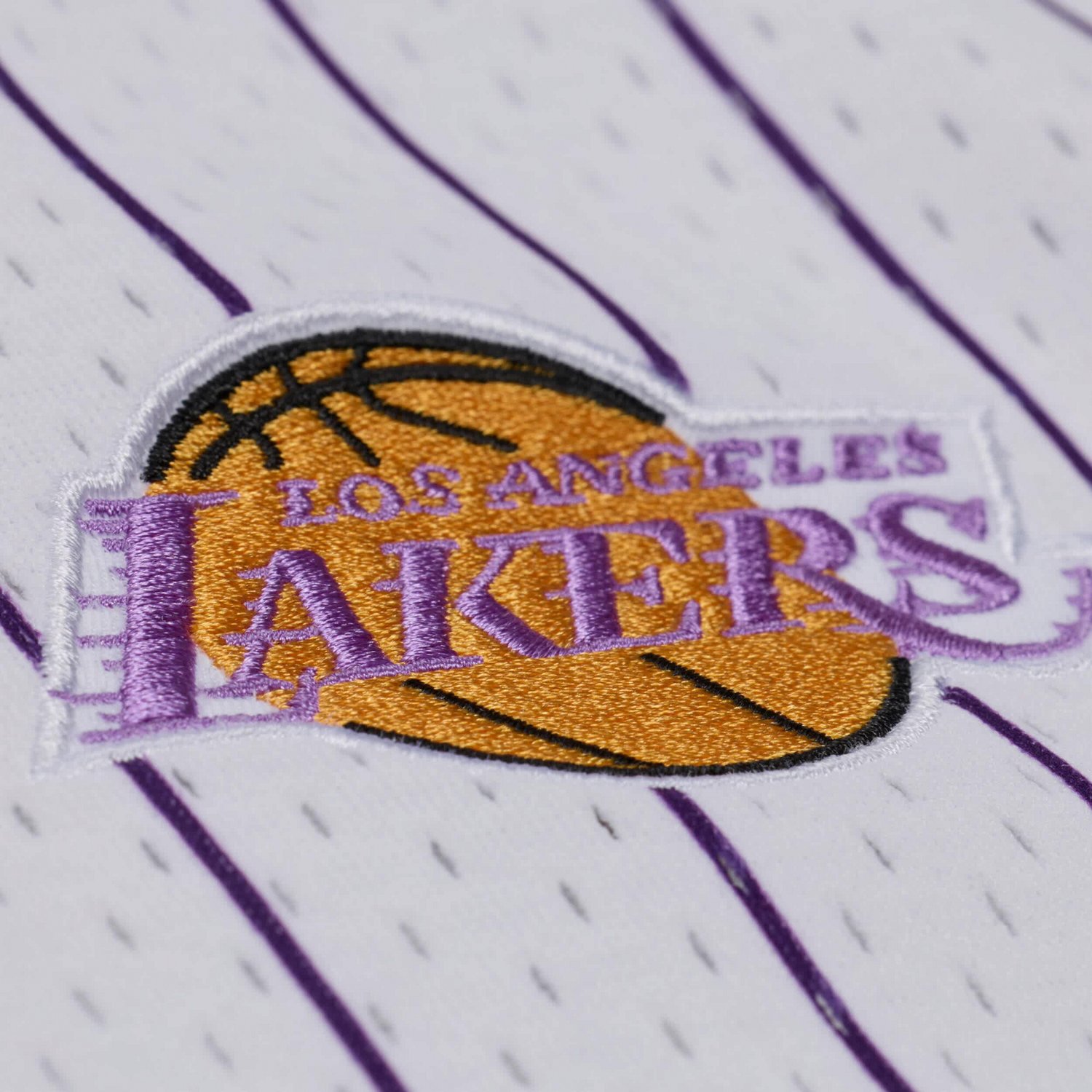 Mitchell  Ness Los Angeles Lakers Head Coach Pinstripe Mesh Full-Button Baseball Jersey - view number 4