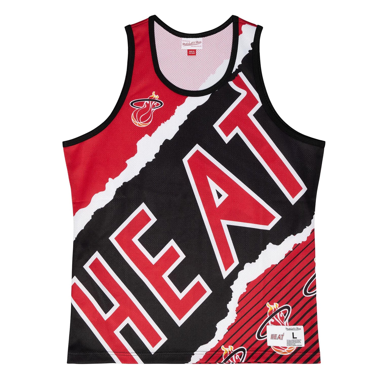 バスケットボール Mitchell &amp; Ness - mitchell&amp;ness miami heat GAME SHIRTS Men's Black Miami Heat Logo T-Shirt