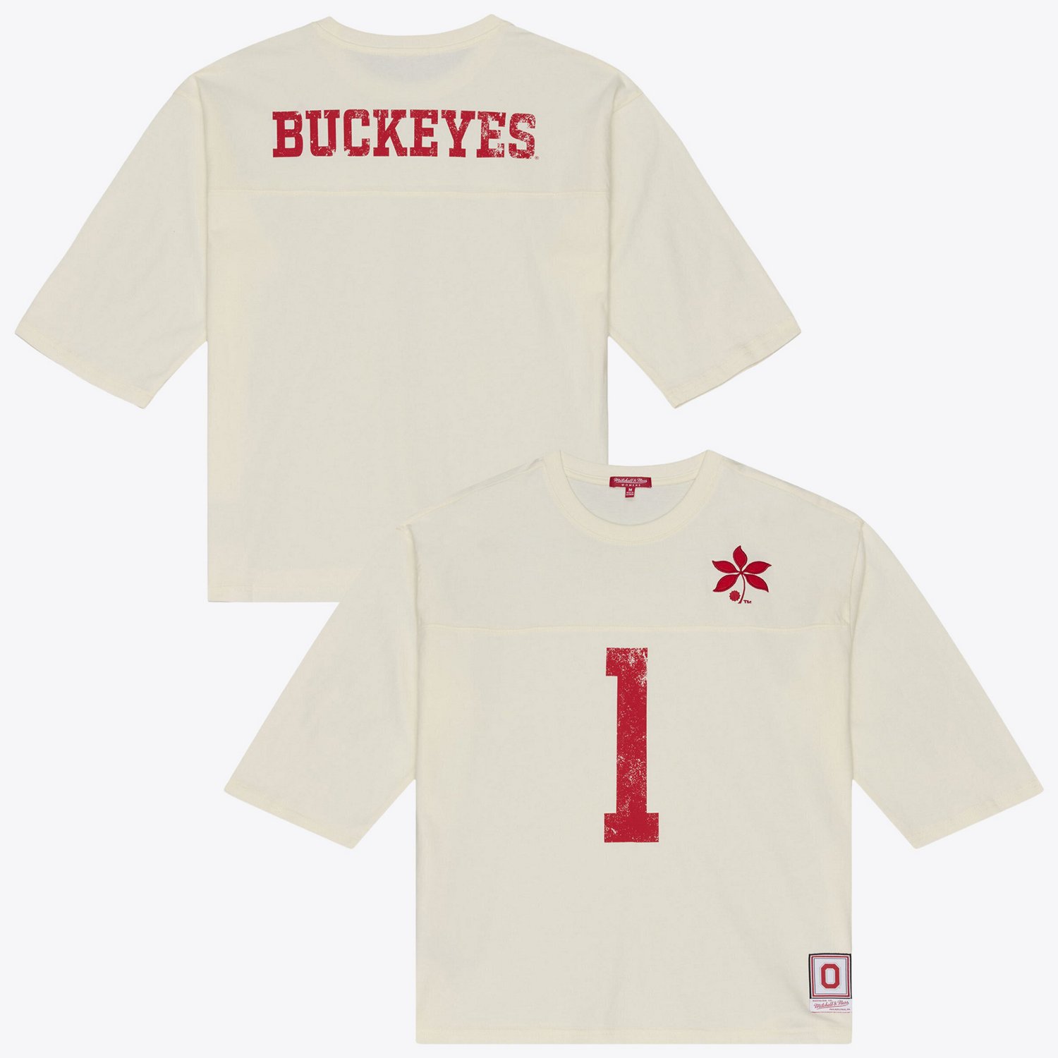 Mitchell  Ness Ohio State Buckeyes Retro Roots Oversized 3 4-Sleeve T-Shirt