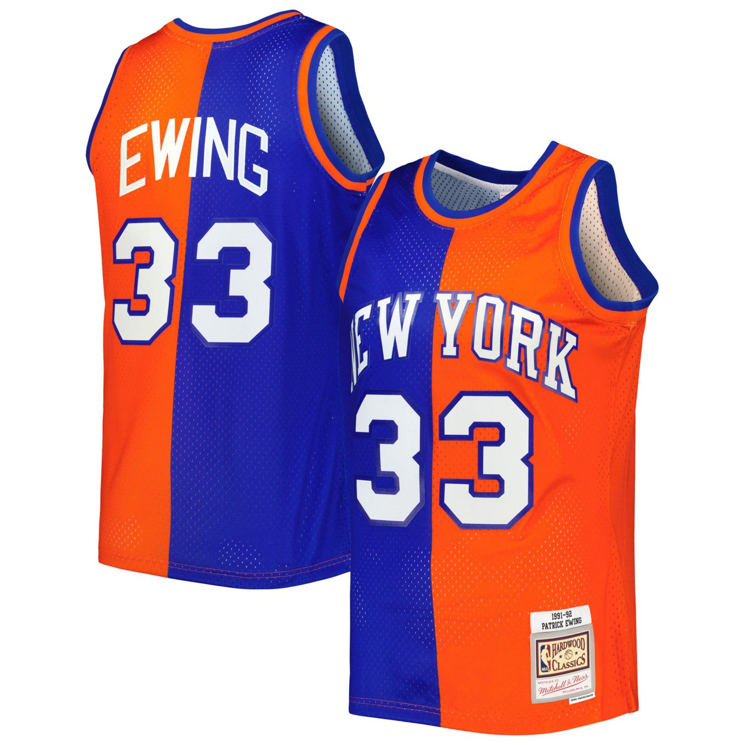 Mitchell  Ness Patrick Ewing /Orange New York Knicks Hardwood Classics 1991/92 Split Swingman Jersey
