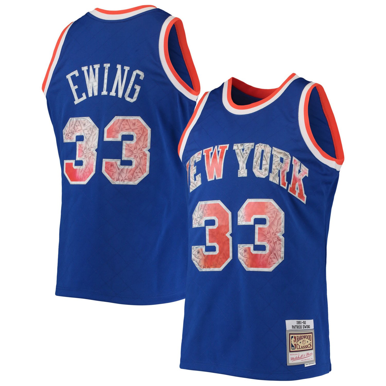 Mitchell  Ness Patrick Ewing New York Knicks 1991/92 Hardwood Classics NBA 75th Anniversary Diamond Swingman Jersey