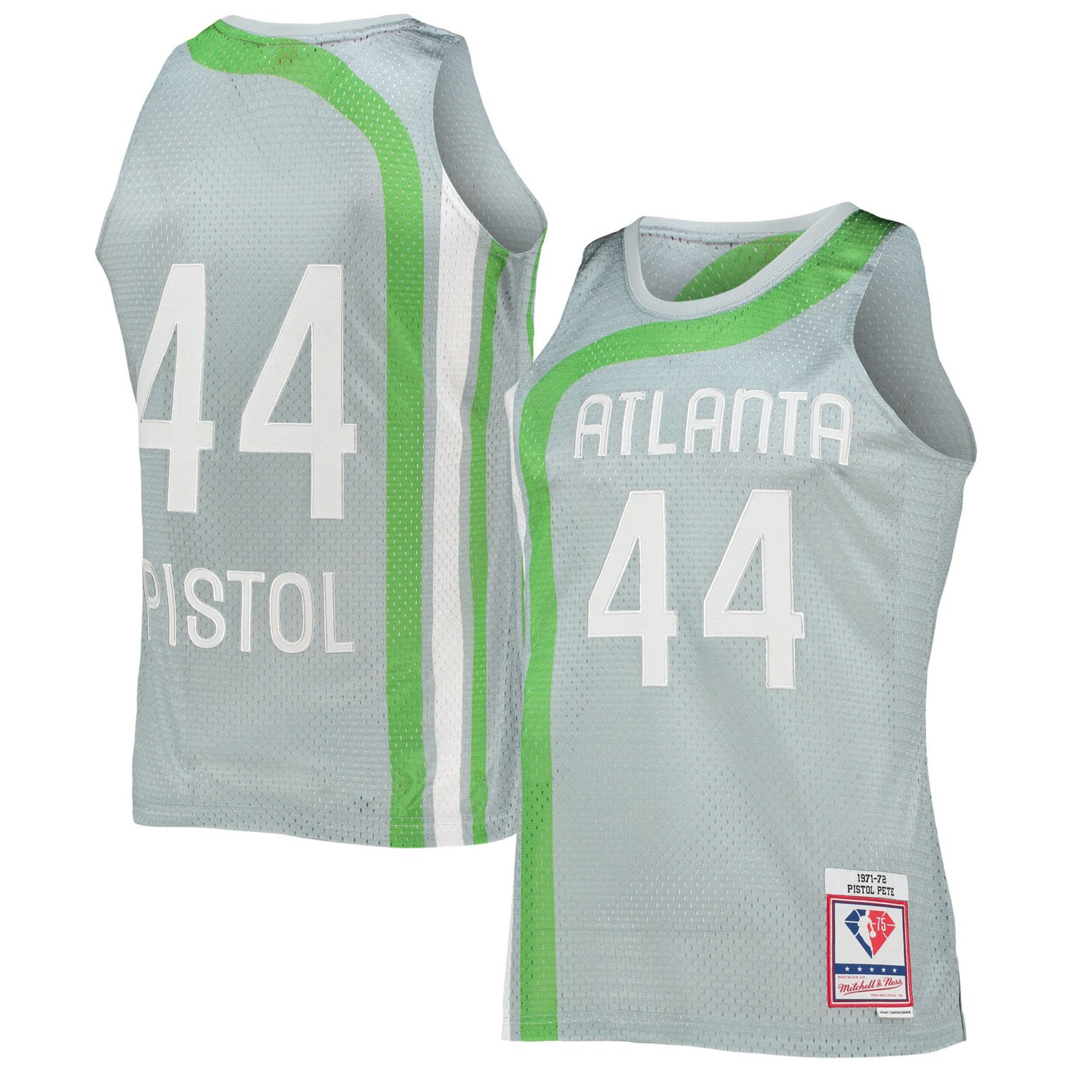 Mitchell  Ness Pete Maravich Atlanta Hawks 75th Anniversary 1971/72 Hardwood Classics Swingman Jersey                            - view number 1