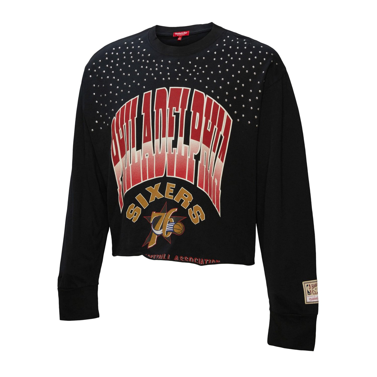 Mitchell  Ness Philadelphia 76ers Hardwood Classics Studded Boxy Cropped Long Sleeve T-Shirt - view number 2
