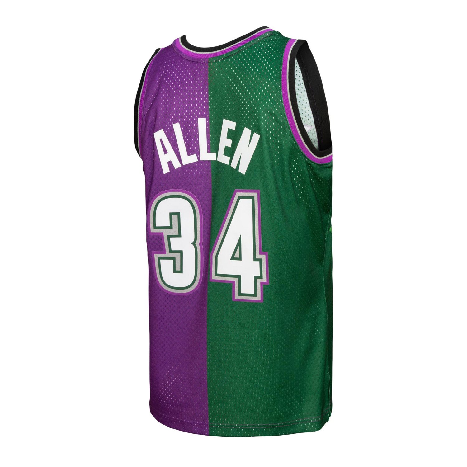 Mitchell  Ness Ray Allen /Purple Milwaukee Bucks Hardwood Classics 1996/97 Split Swingman Jersey                                 - view number 3