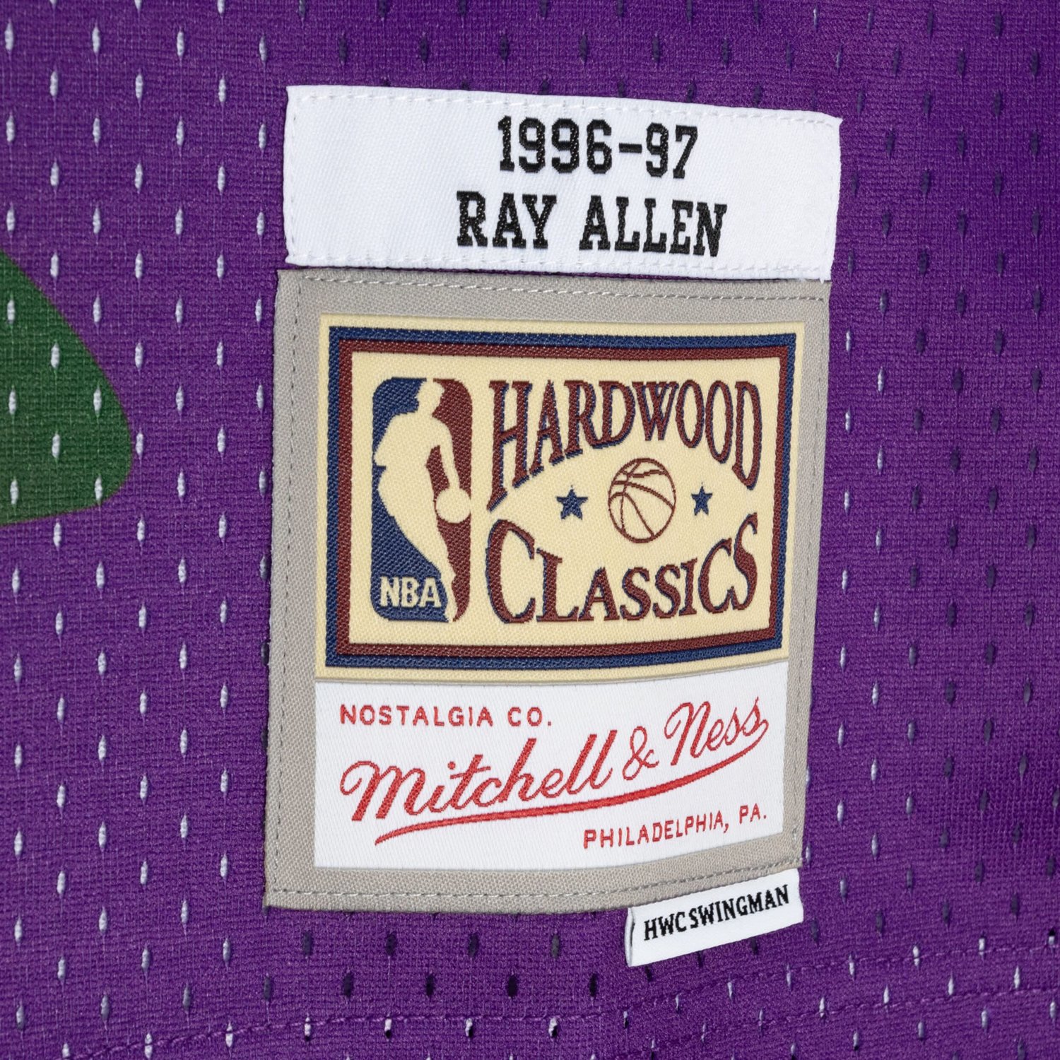 Mitchell  Ness Ray Allen /Purple Milwaukee Bucks Hardwood Classics 1996/97 Split Swingman Jersey                                 - view number 4