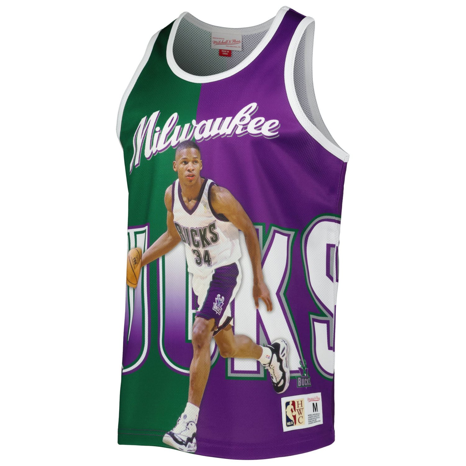 Mitchell  Ness Ray Allen Hunter /Purple Milwaukee Bucks Sublimated Player Tank Top