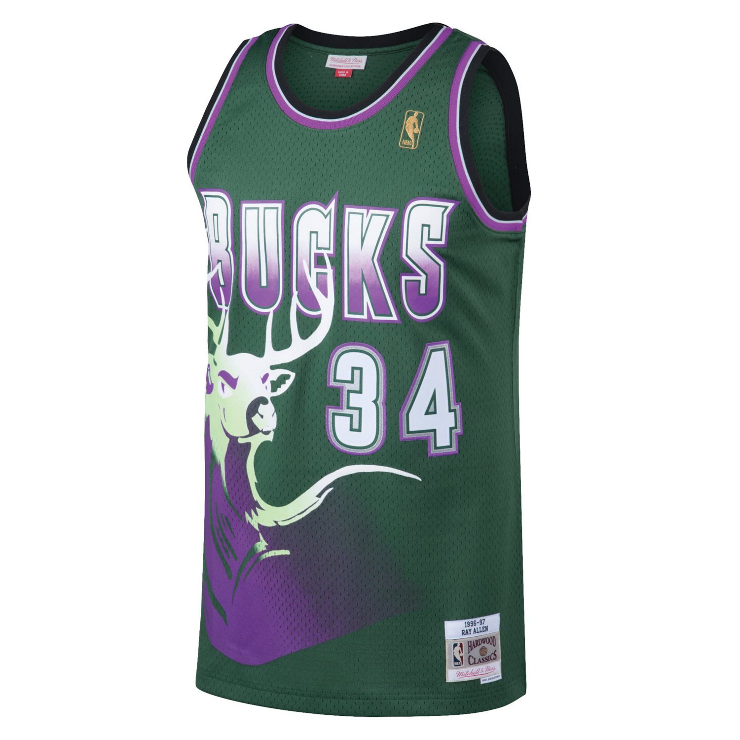 Mitchell  Ness Ray Allen Kelly Milwaukee Bucks 1996/97 Hardwood Classics Swingman Jersey                                         - view number 2
