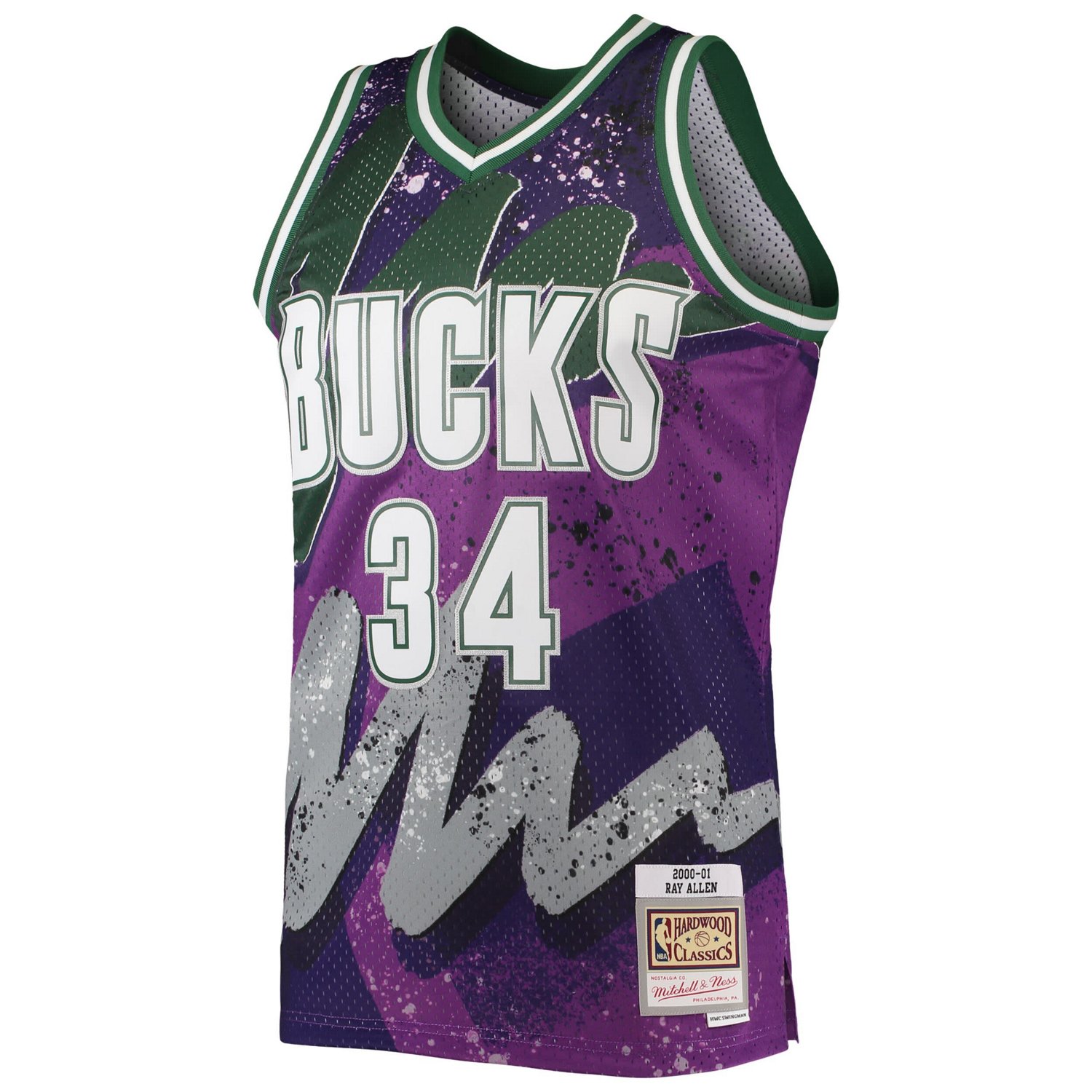 Mitchell  Ness Ray Allen Milwaukee Bucks Hardwood Classics 2000/01 Hyper Hoops Swingman Jersey                                   - view number 2
