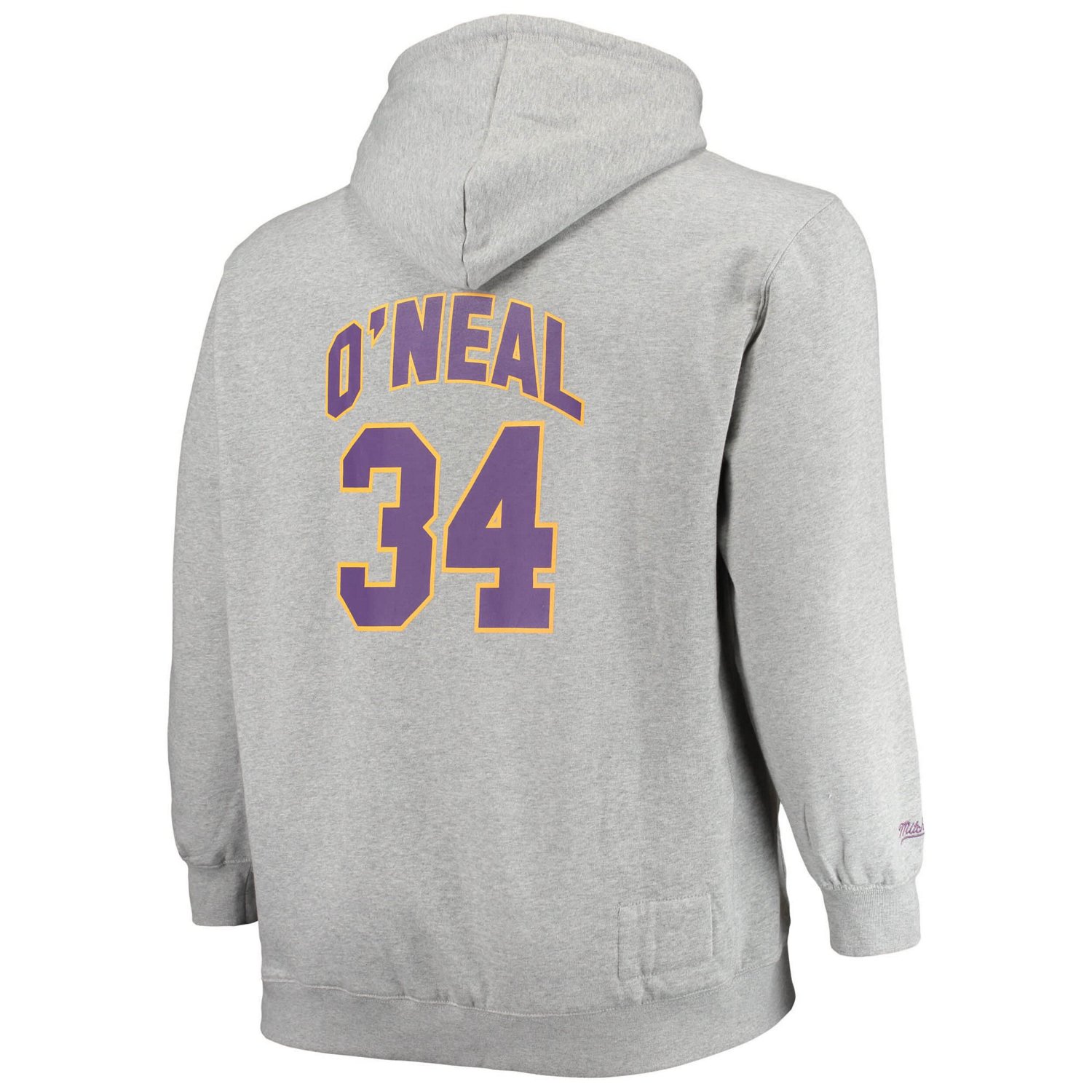 Mitchell  Ness Shaquille O'Neal Heathered Gray Los Angeles Lakers Big  Tall Name  Number Pullover Hoodie                         - view number 3