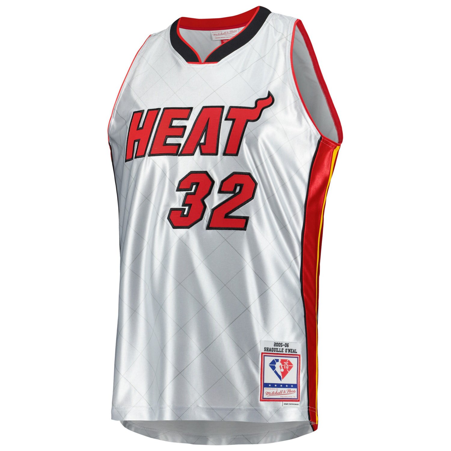 Mitchell  Ness Shaquille O'Neal Miami Heat 2005/06 Hardwood Classics 75th Anniversary Swingman Jersey                            - view number 2