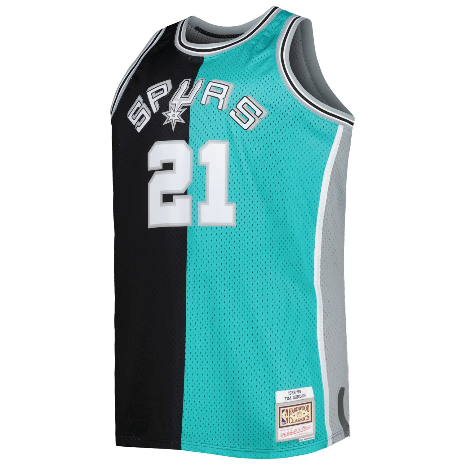 Mitchell  Ness Tim Duncan /Teal San Antonio Spurs Big  Tall Hardwood Classics 1998/99 Split Swingman Jersey                      - view number 2