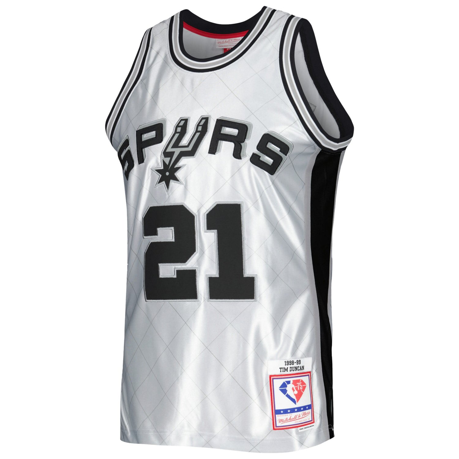 Mitchell  Ness Tim Duncan San Antonio Spurs 1998/99 Hardwood Classics 75th Anniversary Swingman Jersey