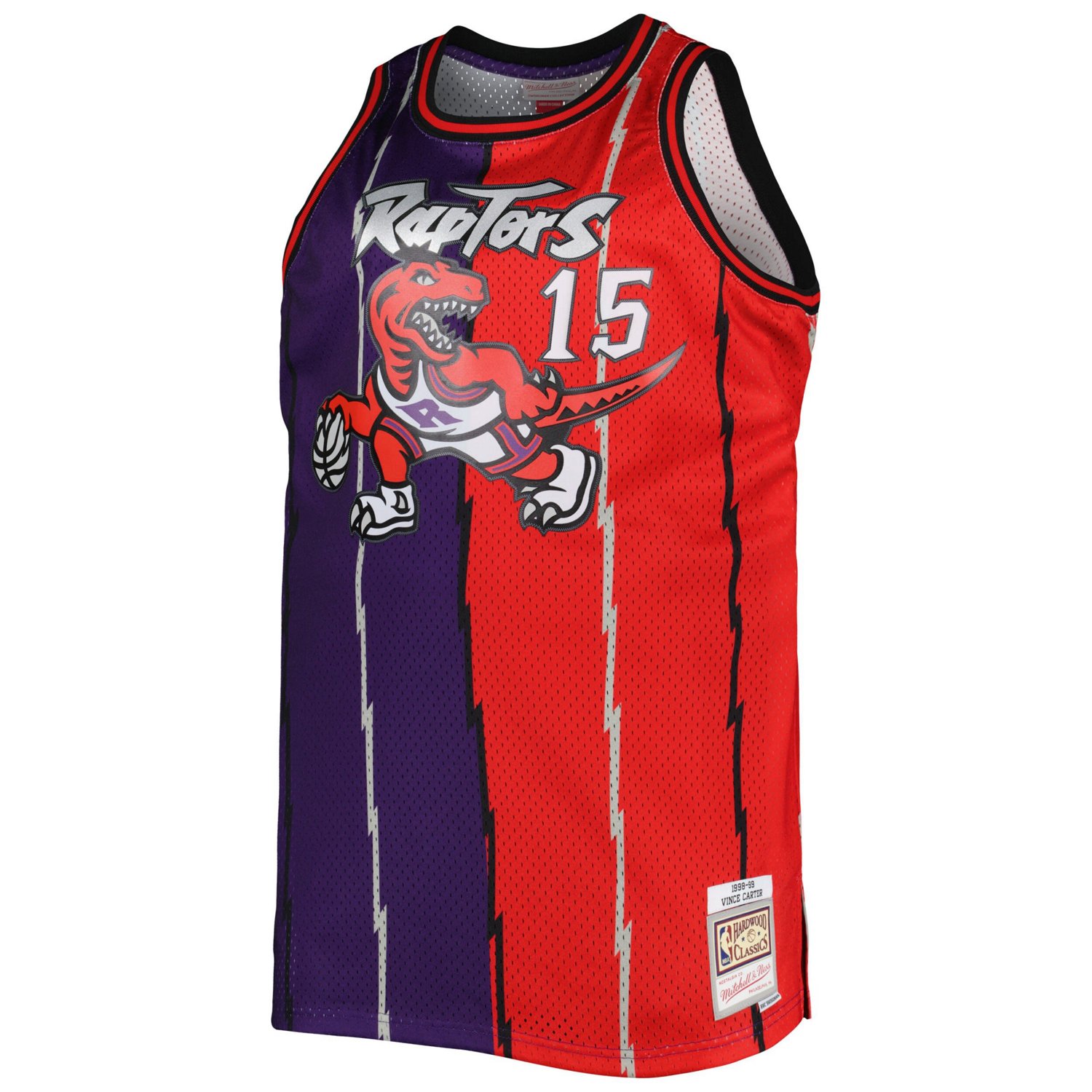 Mitchell  Ness Vince Carter /Red Toronto Raptors Big  Tall Hardwood Classics 1998/99 Split Swingman Jersey                       - view number 2