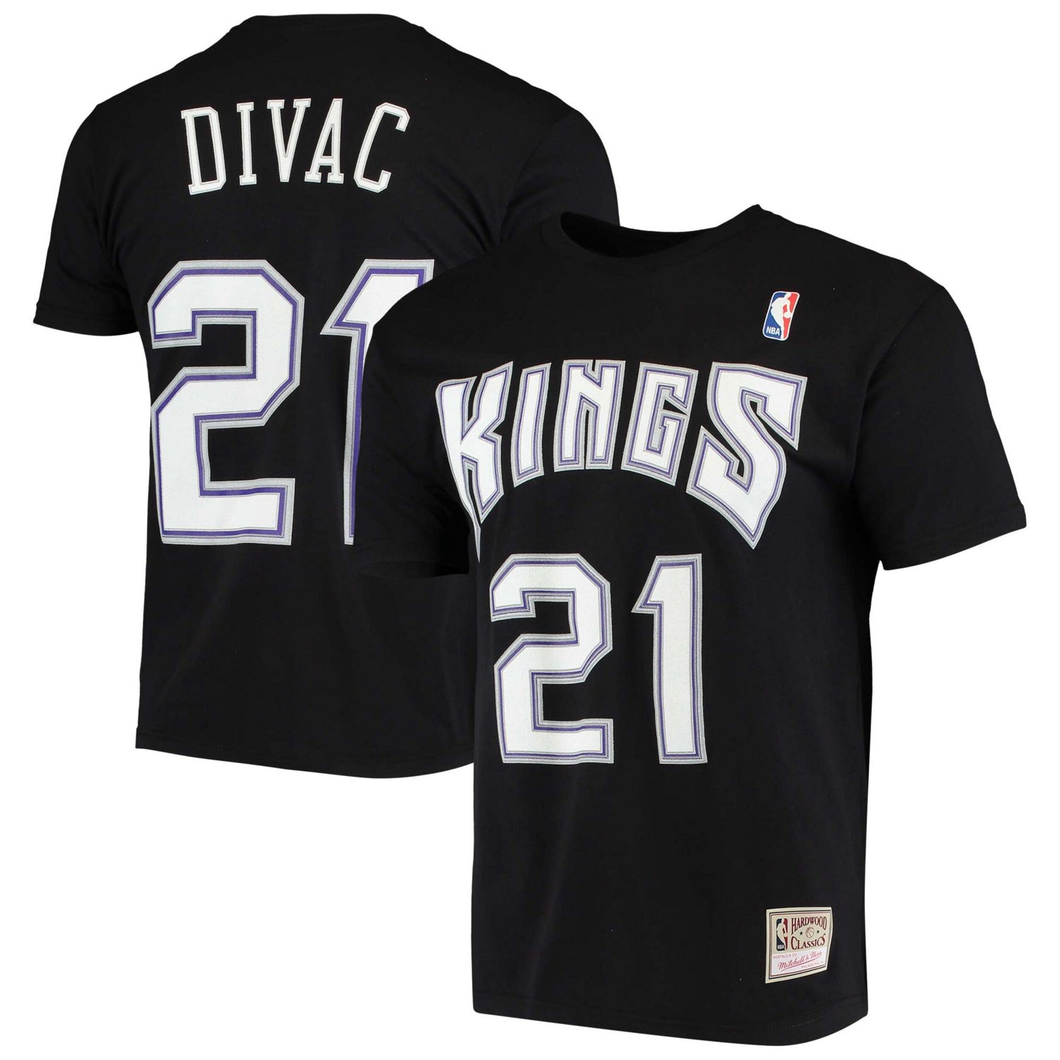 Mitchell  Ness Vlade Divac Sacramento Kings Hardwood Classics Stitch Name  Number T-Shirt                                        - view number 1