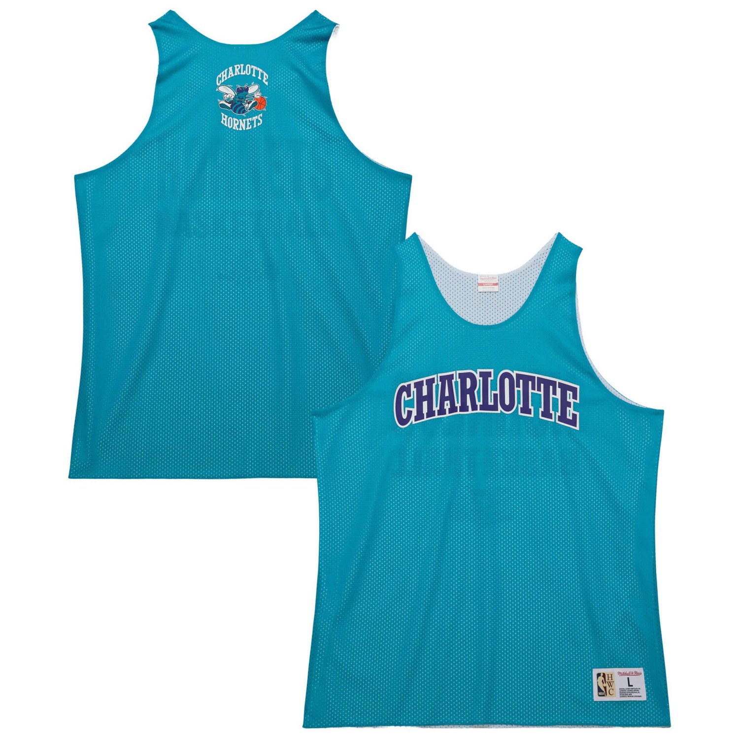 Mitchell  Ness White Charlotte Hornets Hardwood Classics Reversible Mesh Practice Jersey