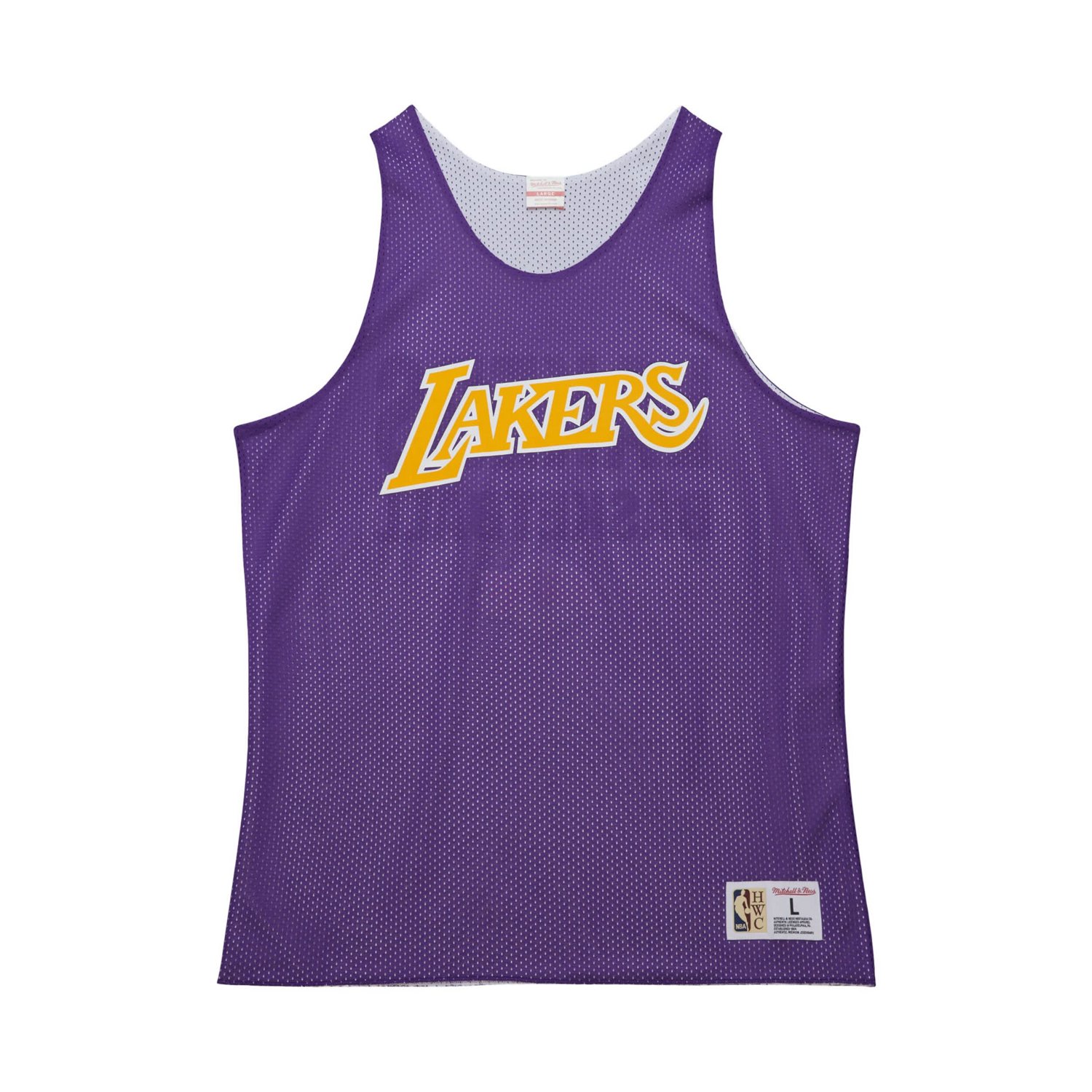 Mitchell  Ness White Los Angeles Lakers Hardwood Classics Reversible Mesh Practice Jersey