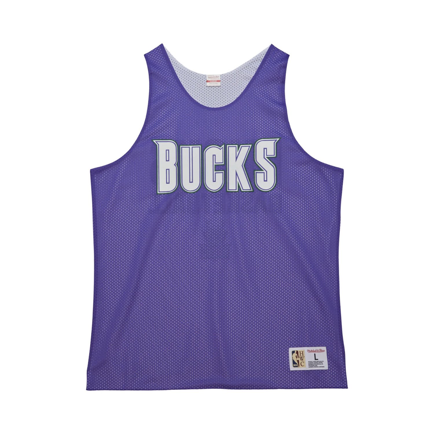 Mitchell  Ness White Milwaukee Bucks Hardwood Classics Reversible Mesh Practice Jersey