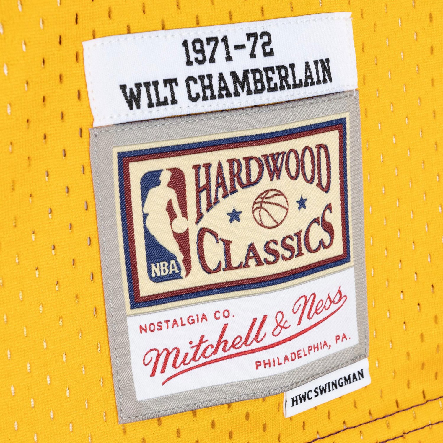 Mitchell  Ness Wilt Chamberlain /Gold Los Angeles Lakers Hardwood Classics 1971/72 Split Swingman Jersey                         - view number 4