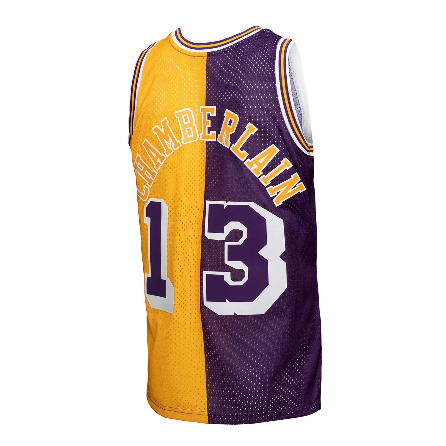Mitchell  Ness Wilt Chamberlain /Gold Los Angeles Lakers Hardwood Classics 1971/72 Split Swingman Jersey                         - view number 3