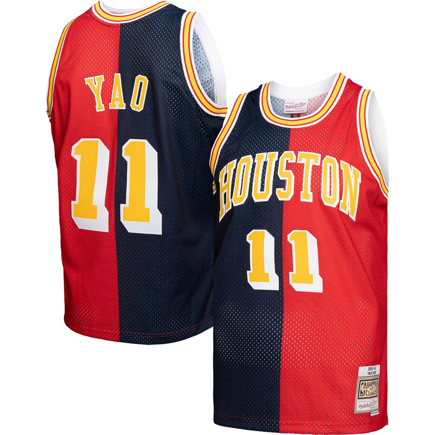 Mitchell  Ness Yao Ming /Red Houston Rockets Hardwood Classics 2004/05 Split Swingman Jersey                                     - view number 1