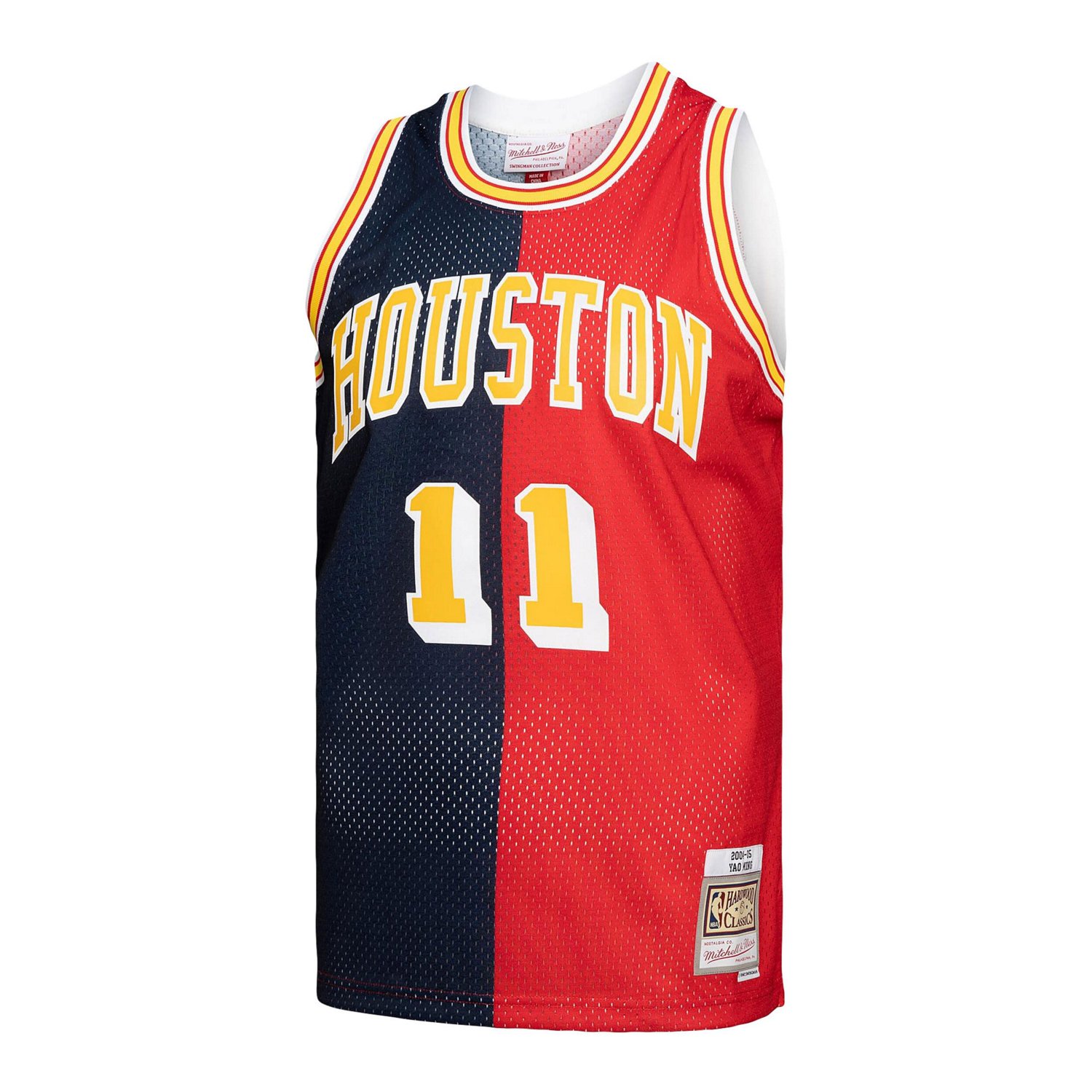 Mitchell  Ness Yao Ming /Red Houston Rockets Hardwood Classics 2004/05 Split Swingman Jersey                                     - view number 2