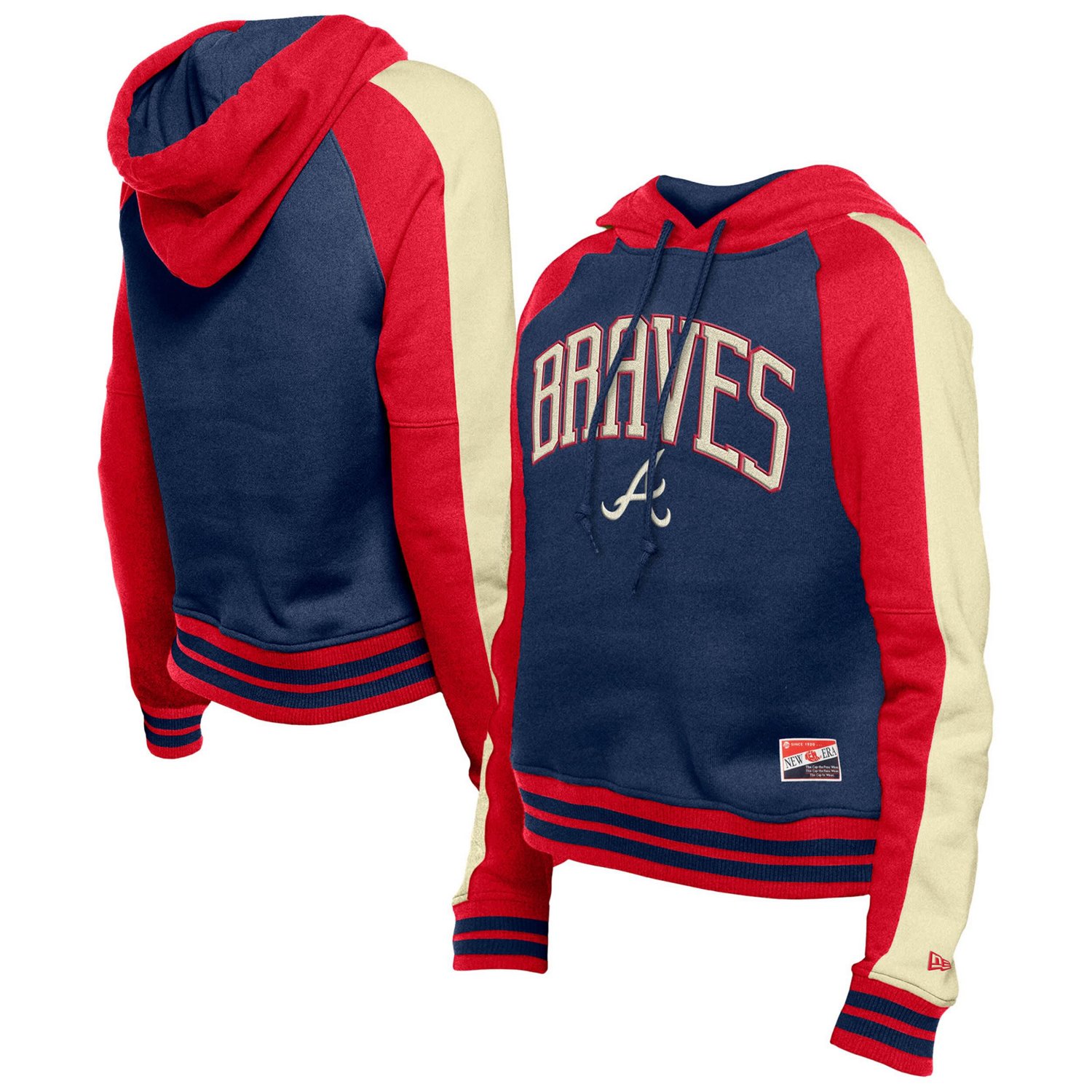 New Era Atlanta Braves Cooperstown Collection Cropped Raglan Pullover Hoodie