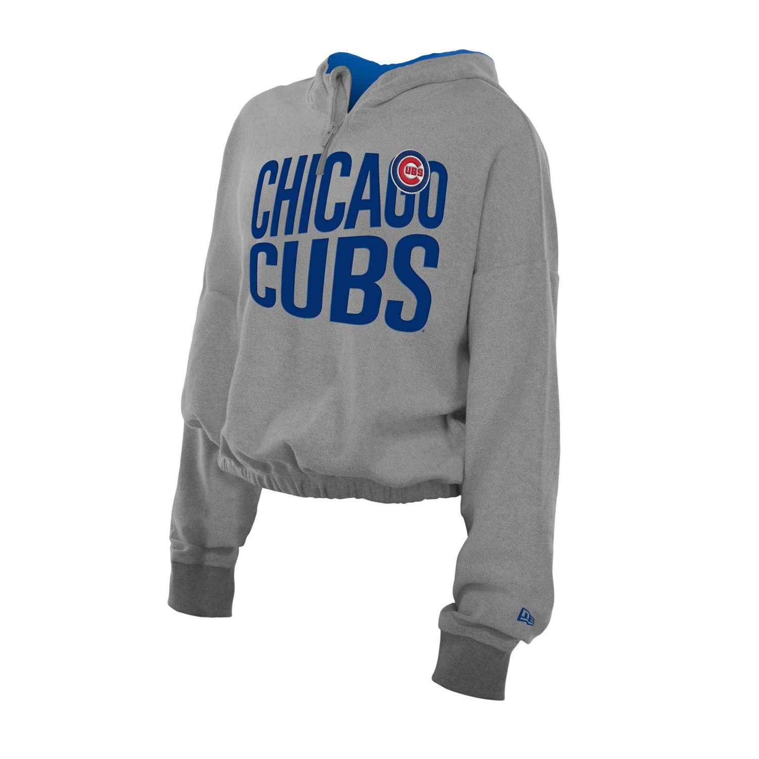 New Era Chicago Cubs Reversed Out French Terry Quarter-Zip Banded Crop Hoodie - view number 2
