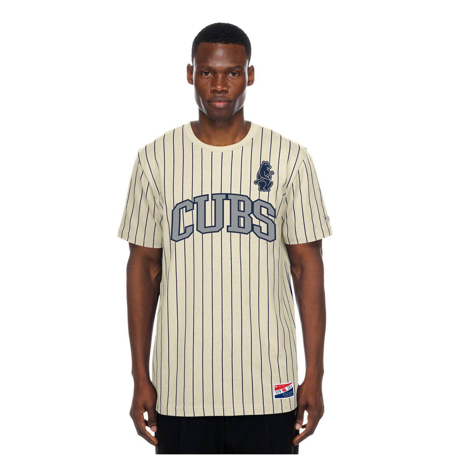 New Era Chicago Cubs Throwback Meshback Pinstripe T-Shirt