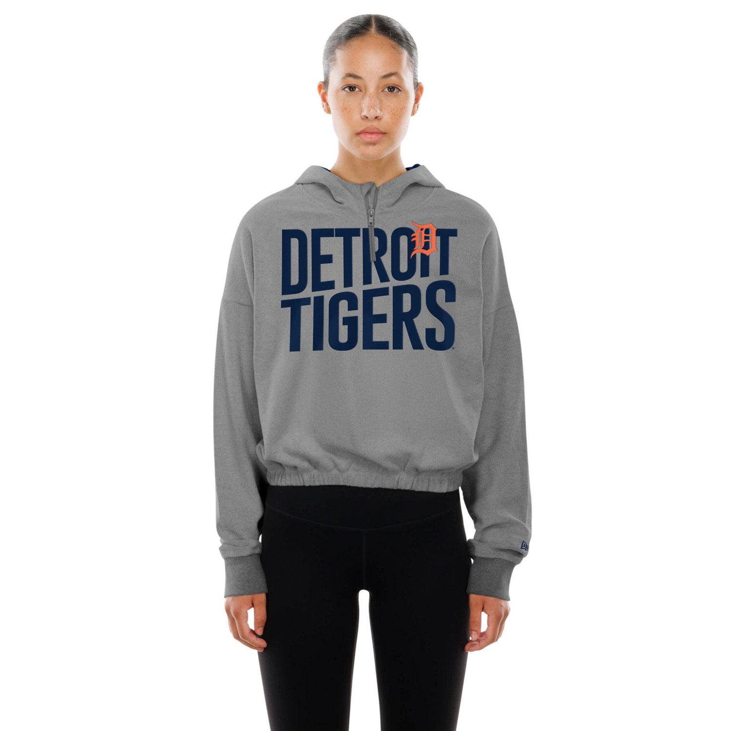 New Era Detroit Tigers Reversed Out French Terry Quarter-Zip Banded Crop Hoodie - view number 4