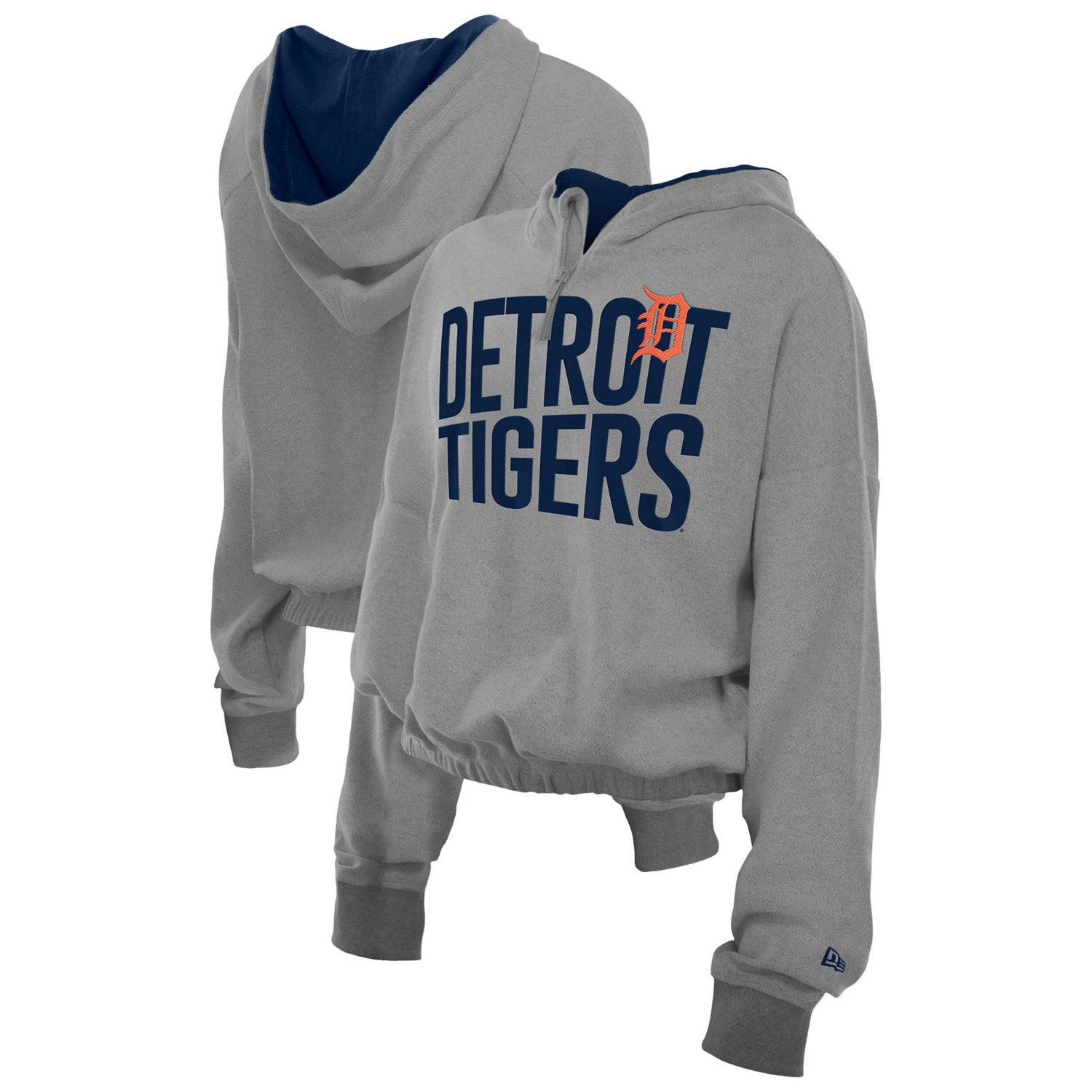 New Era Detroit Tigers Reversed Out French Terry Quarter-Zip Banded Crop Hoodie