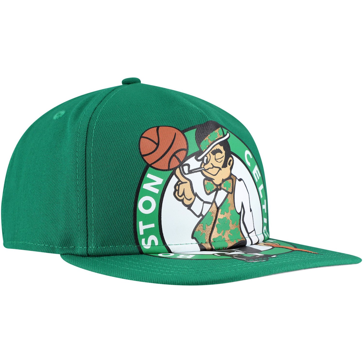 New Era Kelly Boston Celtics Oversized Puff Print Logo Golfer Snapback Hat - view number 3