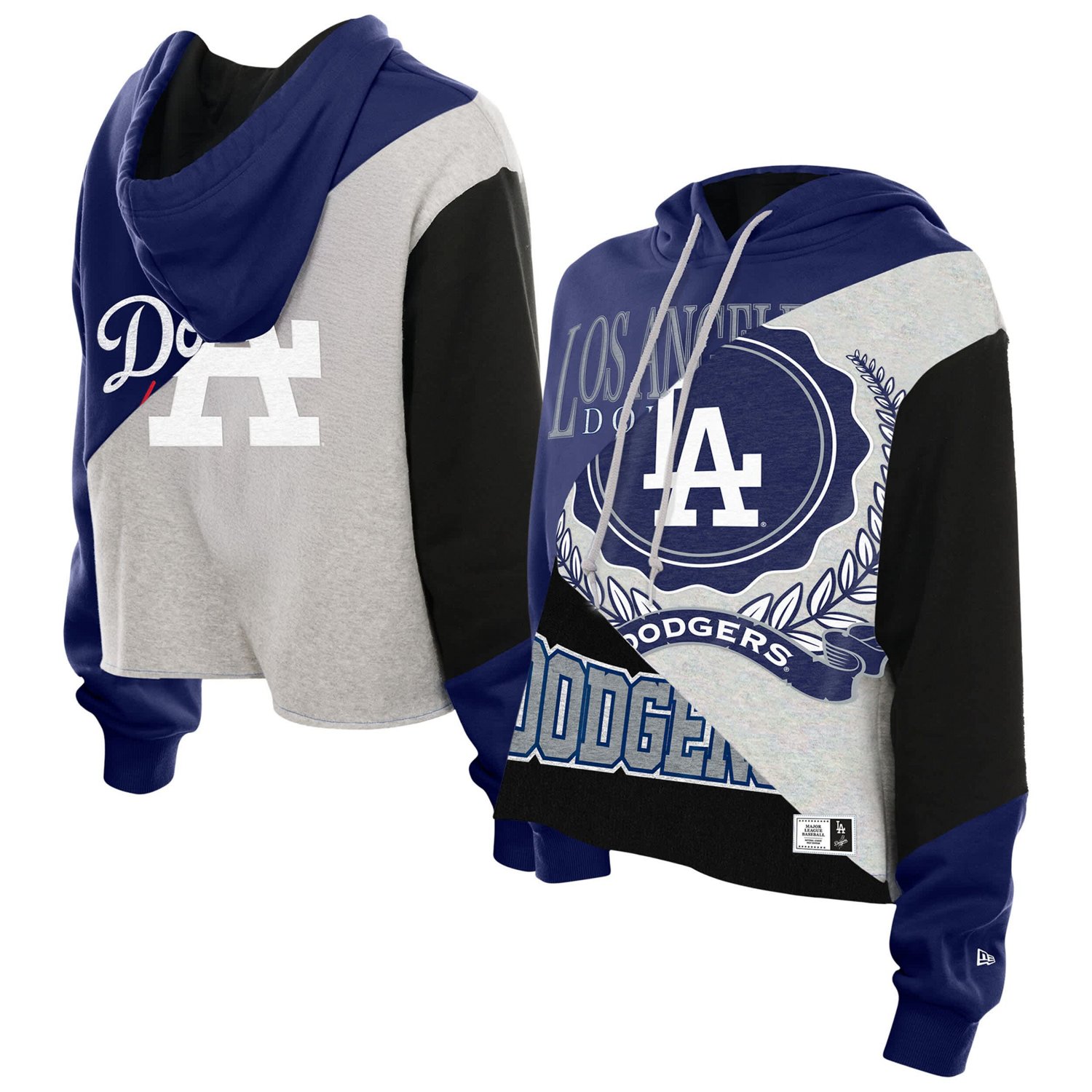 New Era Los Angeles Dodgers Upcycled Color Block Cropped Boxy Hoodie