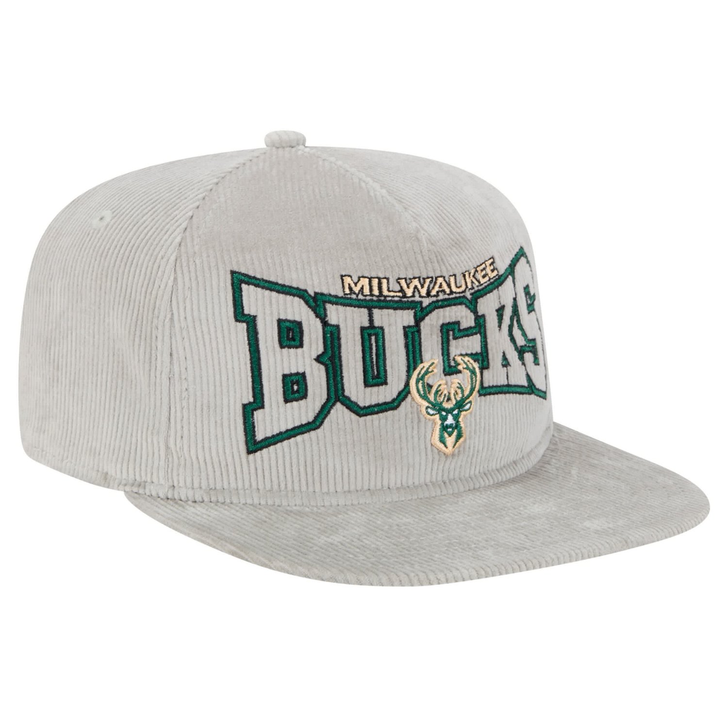 New Era Milwaukee Bucks Throwback Corduroy Golfer Snapback Hat - view number 3