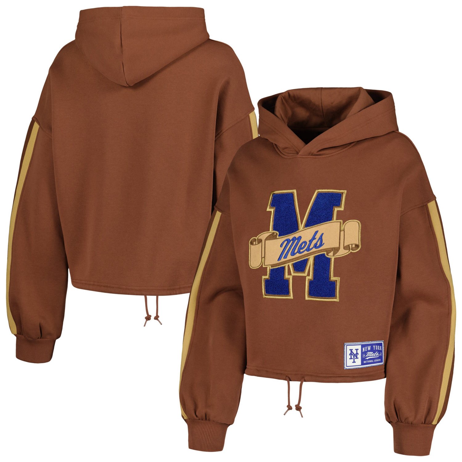 New Era New York Mets Letterman Classic Cropped Pullover Hoodie
