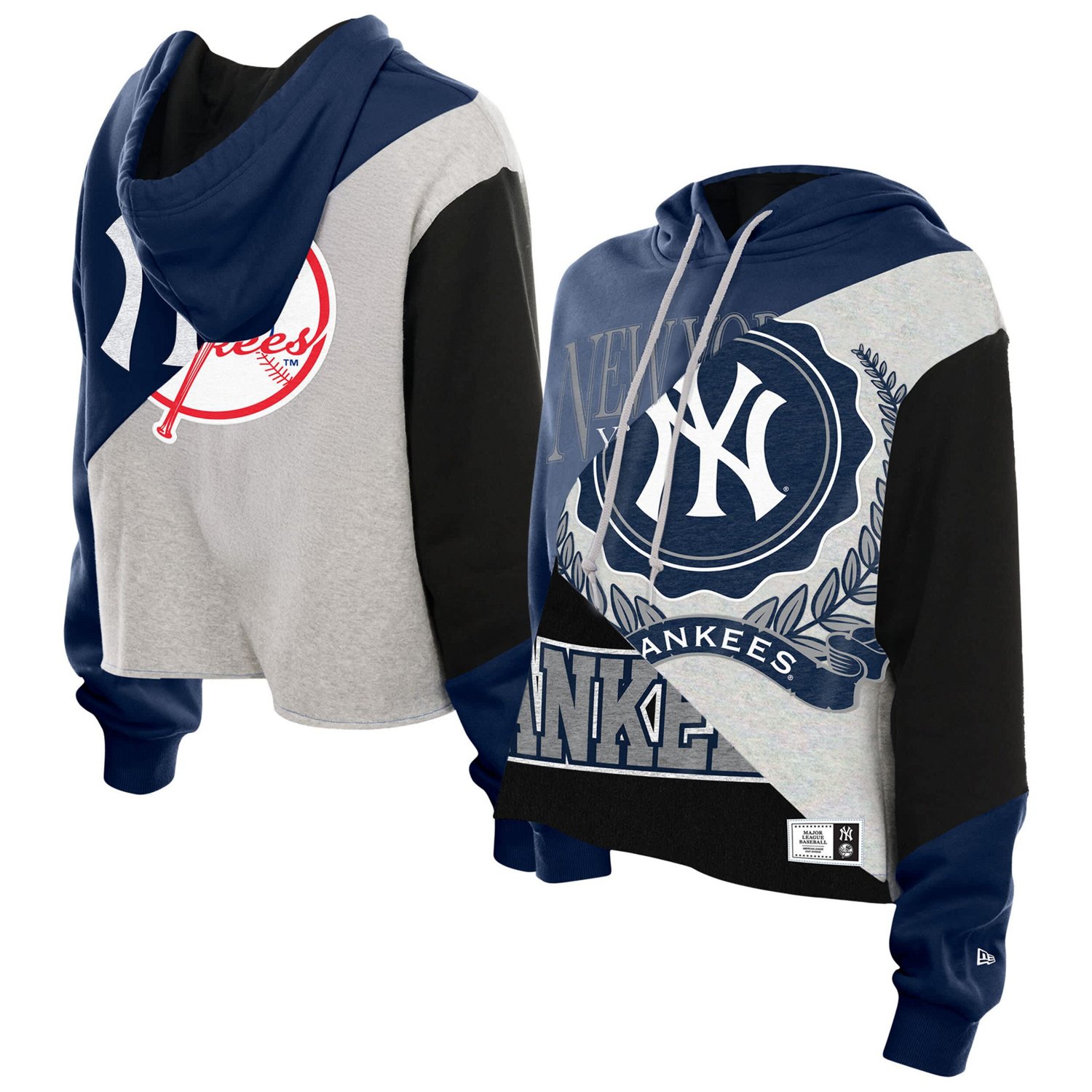 New Era New York Yankees Upcycled Color Block Cropped Boxy Hoodie