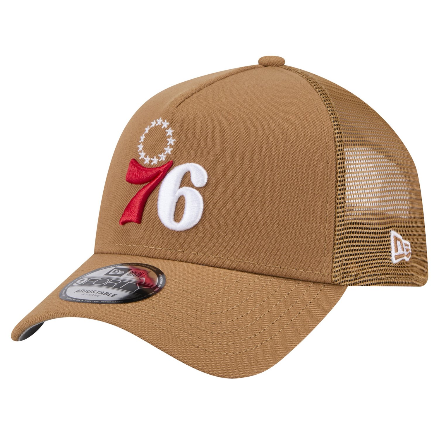 New Era Philadelphia 76ers 9FORTY A-Frame Trucker Adjustable Hat - view number 1